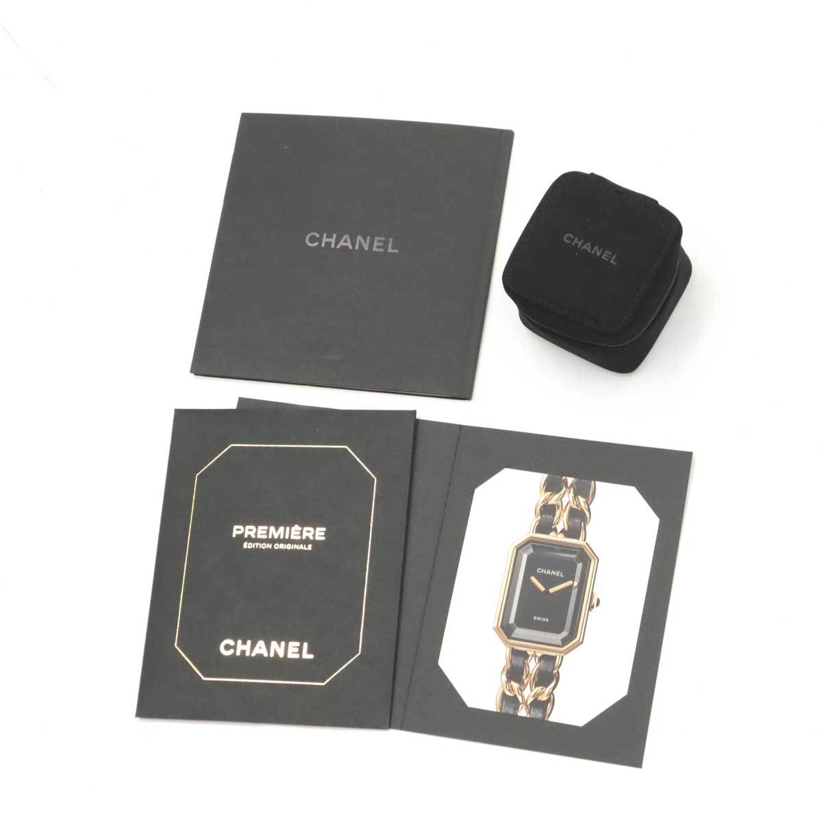 Chanel CHANEL Premiere H3256 lady's wristwatch K18YG yellow gold black face quartz watch Premiere 90192470