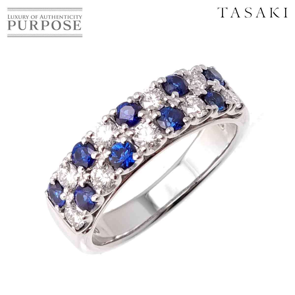 タサキ TASAKI サファイヤ ダイヤ 0.47ct 11号 リング Pt プラチナ 指輪 田崎真珠 Sapphire Ring 90196646
