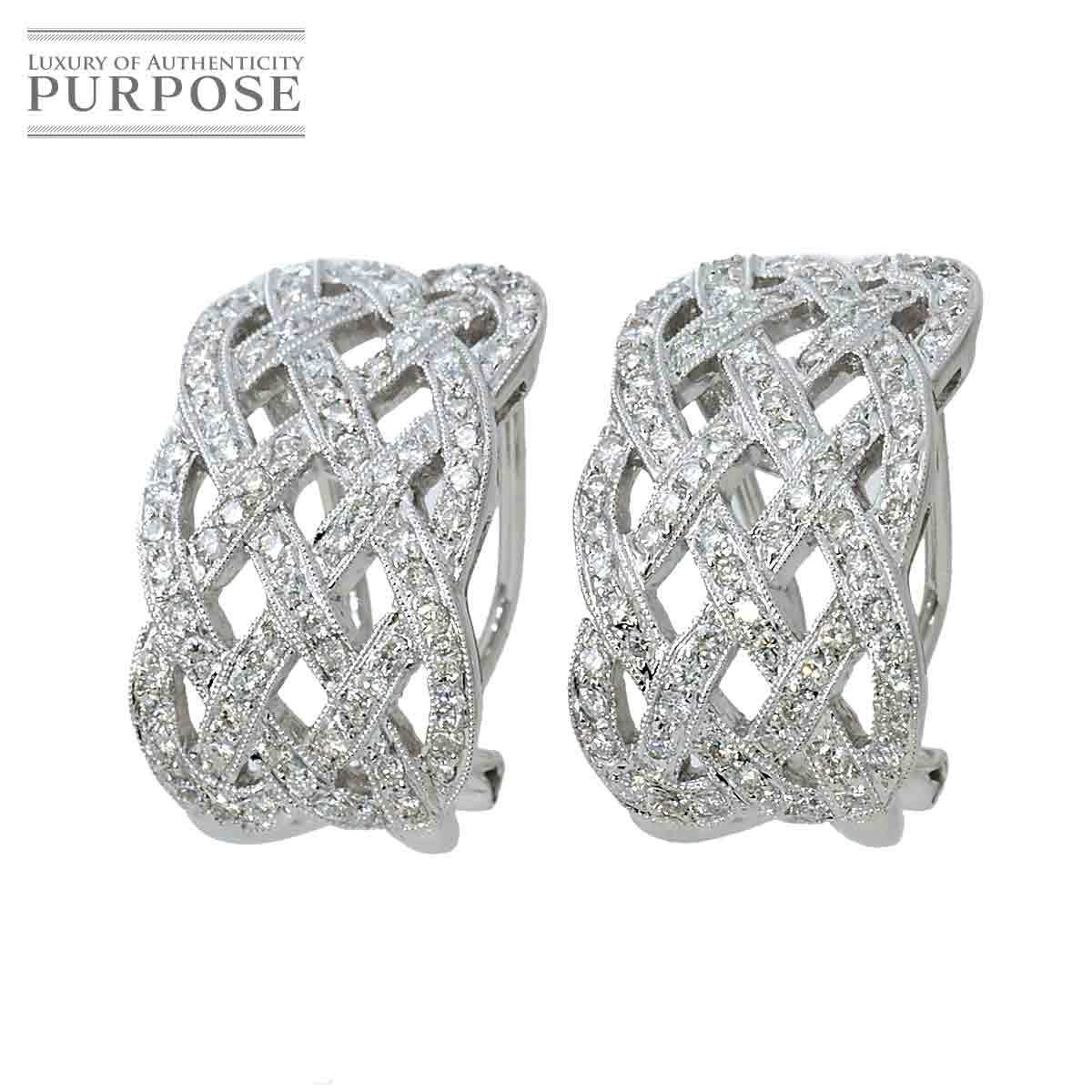  diamond K18 WG серьги белое золото 750 Diamond Earrings Clip-on 90203938