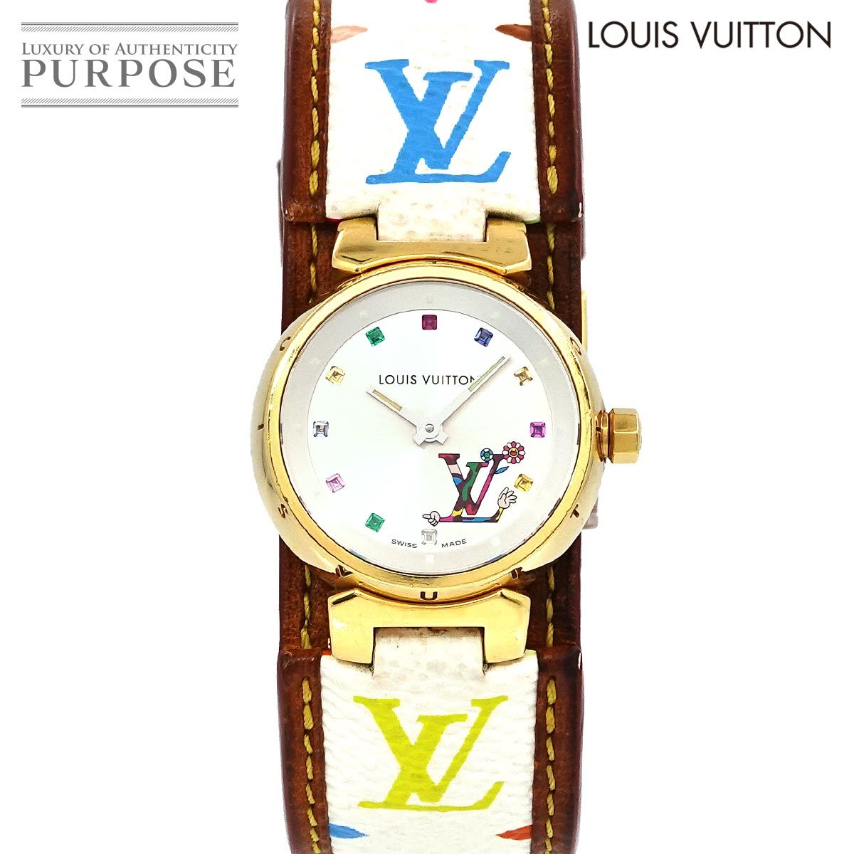 ルイ ヴィトン LOUIS VUITTON タンブール ラブ モノグラム マルチカラー Q12131 レディース 腕時計 村上隆コラボ 100本限定 K18YG 90205163