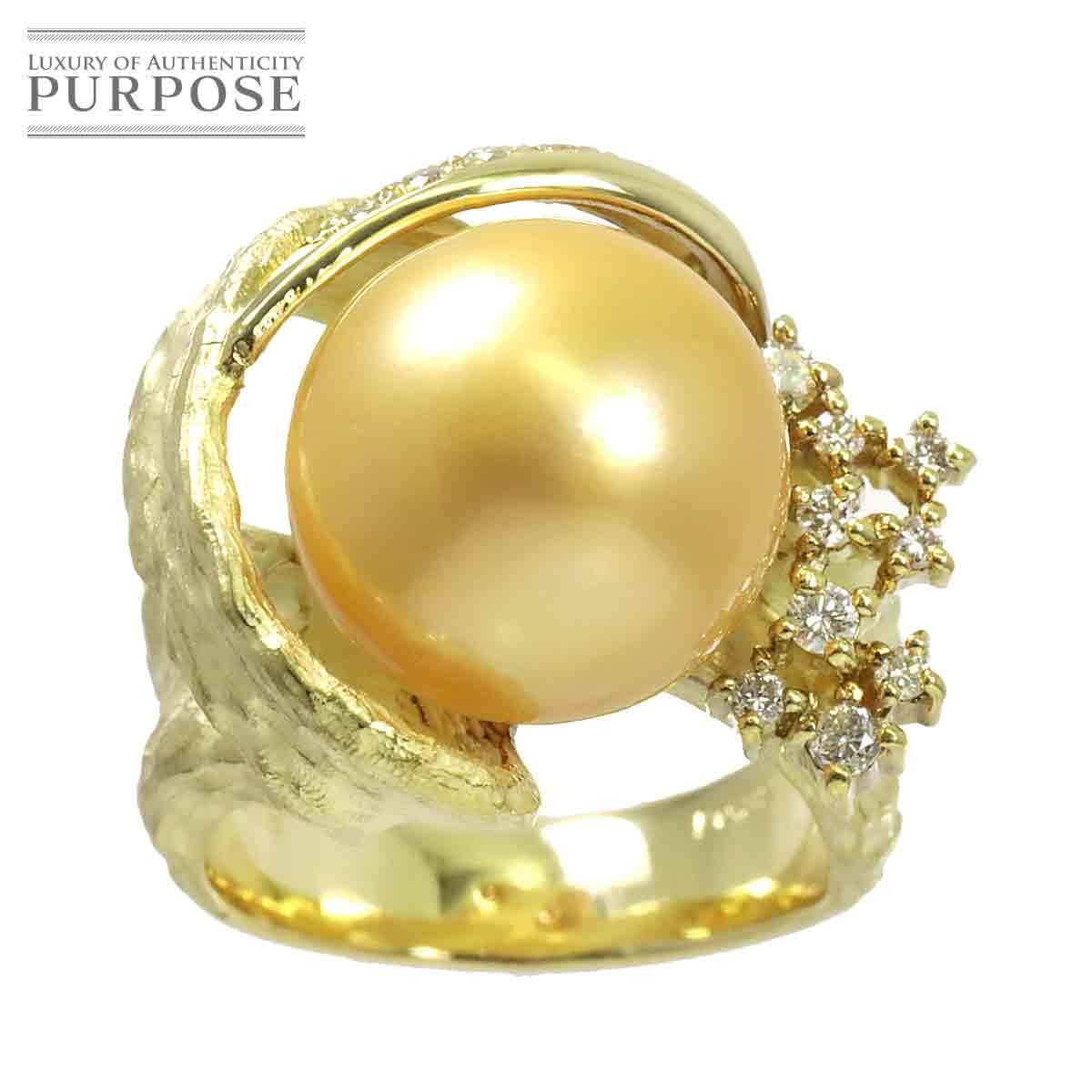  ring 12 number White Butterfly pearl 13.3mm diamond 0.32ct K18 YG yellow gold 750 pearl ring South Sea pearl Ring 90203882