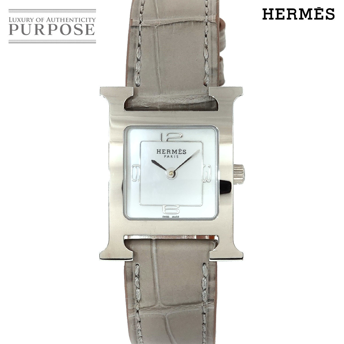 新品同様 エルメス HERMES Hウォッチ HH1 210c レディース 腕時計 ホワイトシェル 文字盤 クォーツ ウォッチ H Watch 90207993