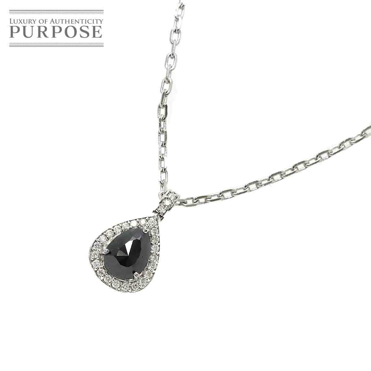 ブラックダイヤ 1.75ct ダイヤ 0.30ct K18 WG ネックレス 40cm ホワイトゴールド 750 Diamond Necklace 90203947_画像1