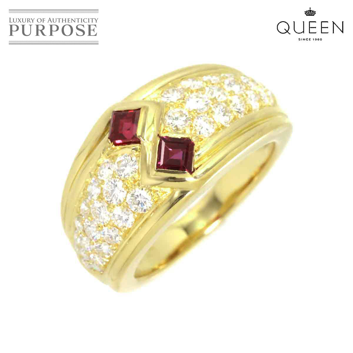 年中無休】 クィーン Queen 90196635 Ring Diamond Ruby 指輪 750