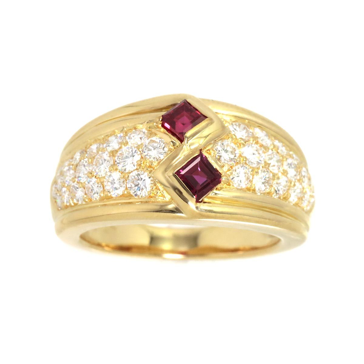 年中無休】 クィーン Queen 90196635 Ring Diamond Ruby 指輪 750