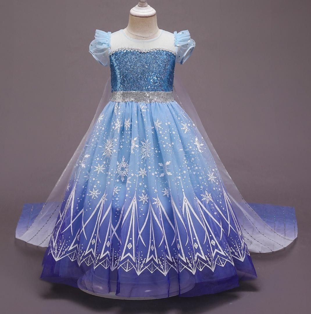 エルサ　ドレス　130 ディズニー プリンセス　アナ雪　コスプレ　女の子　プレゼント ロングドレス　キッズ　エルサ　ハロウィン