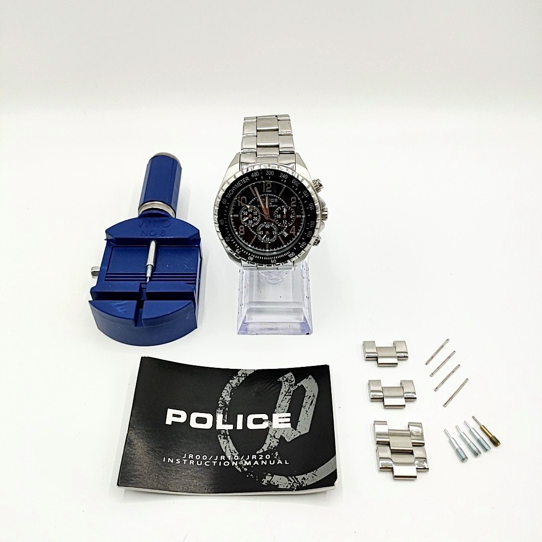 【電池切れ】POLICE ポリス クォーツ 腕時計 黒文字盤 クロノグラフ ダイバーウォッチ メンズ 12545J_画像2