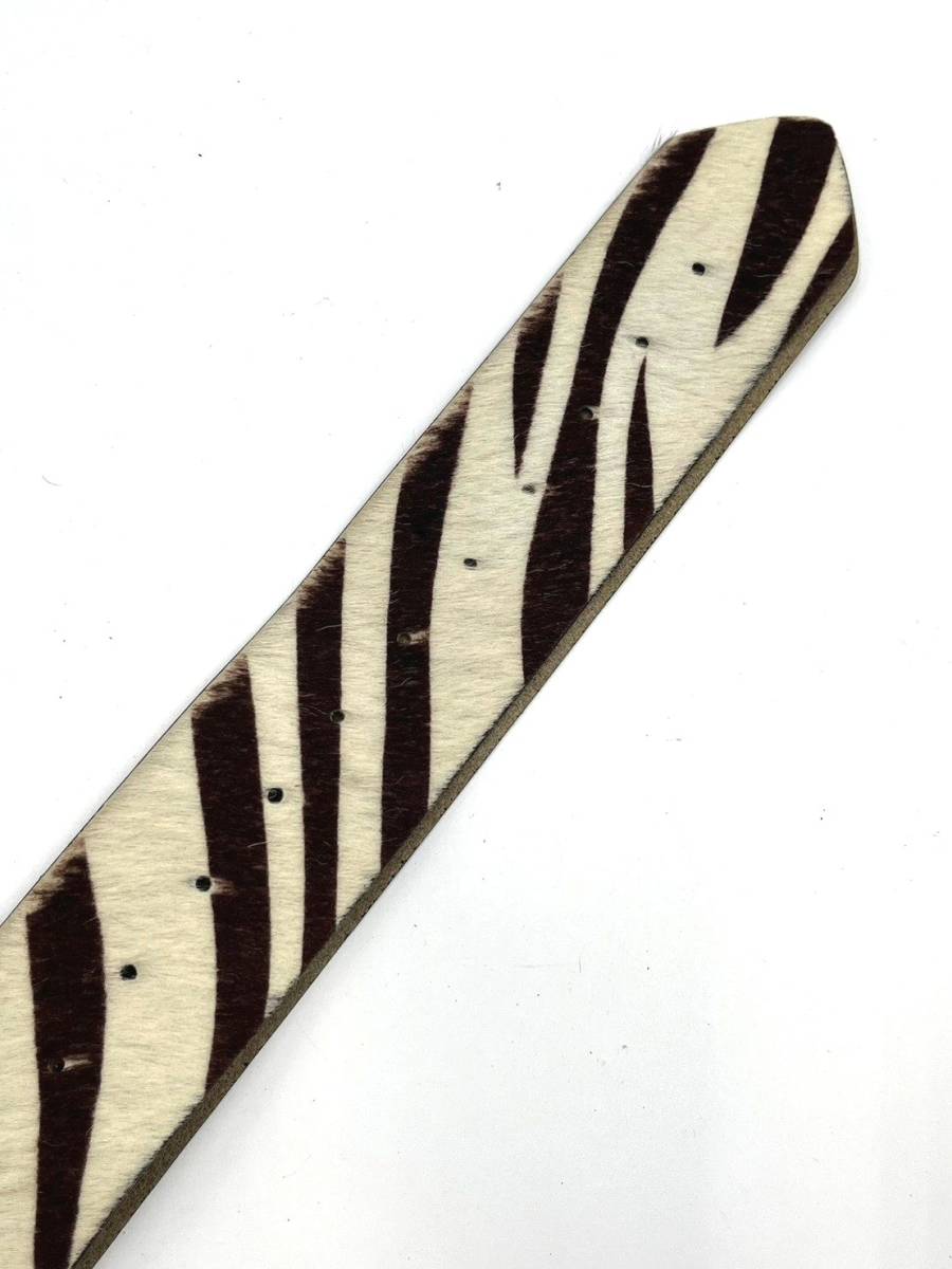 [ Junk ]ESCADA Escada leather belt wide width Zebra zebra lady's 