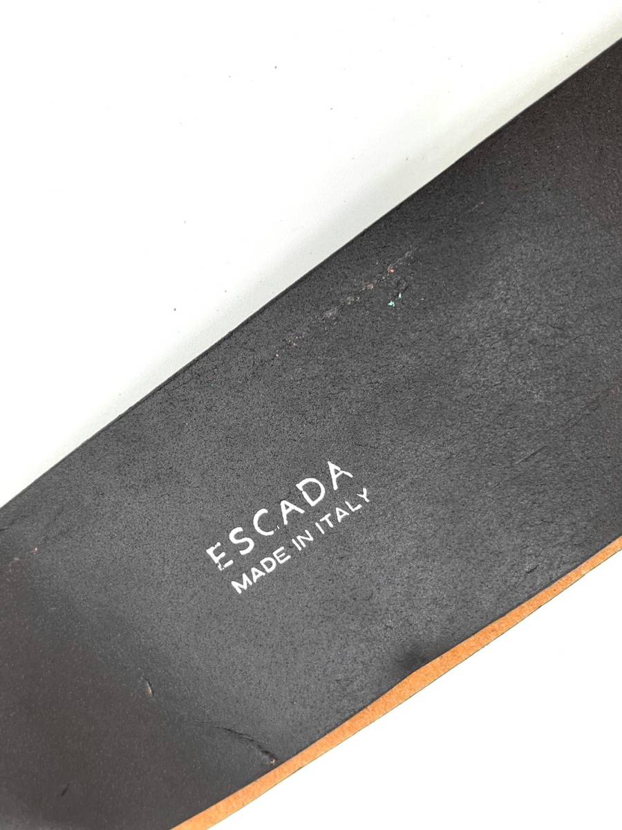 [ Junk ]ESCADA Escada leather belt wide width Zebra zebra lady's 