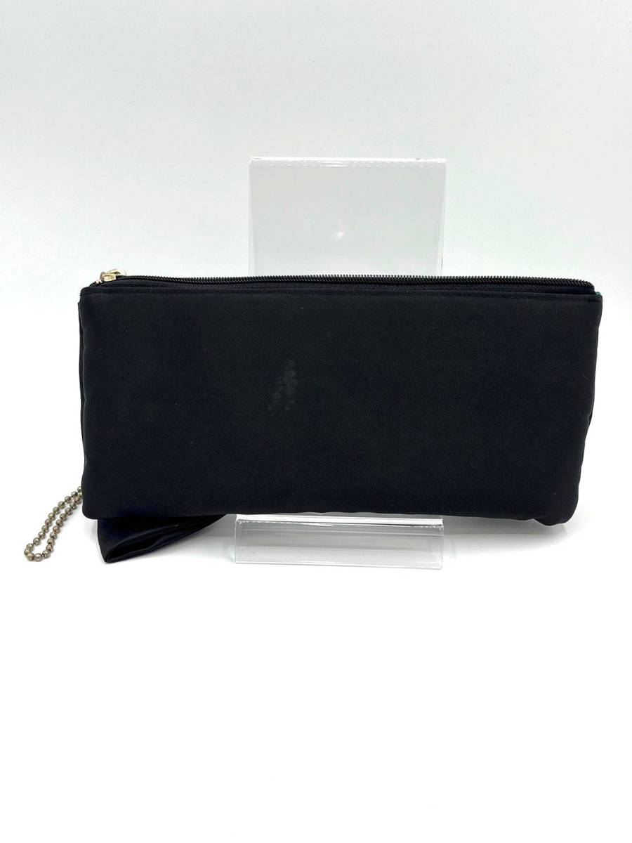 Anatelier Anatelier clutch bag second bag black × green ribbon lady's 