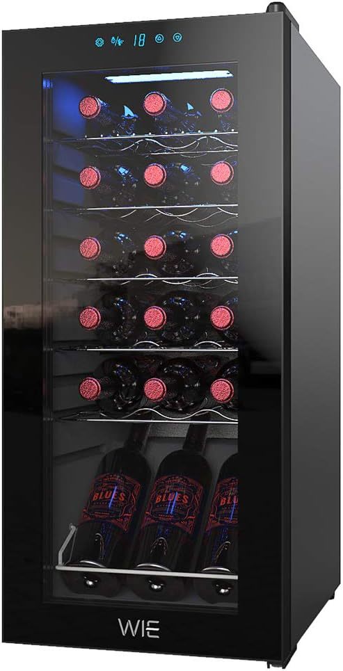 WIE wine cellar 18ps.@ storage newest peru che type quiet sound type energy conservation PSE safety certification +2 layer ultra-violet rays UV cut strengthen glass Japan chip wine cooler 