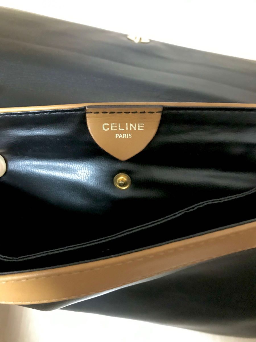 【希少】セリーヌ　CELINE   オールドヴィンテージ　馬車金具　クラッチバッグ　ブラック　ゴールド　セカンドトートバッグ