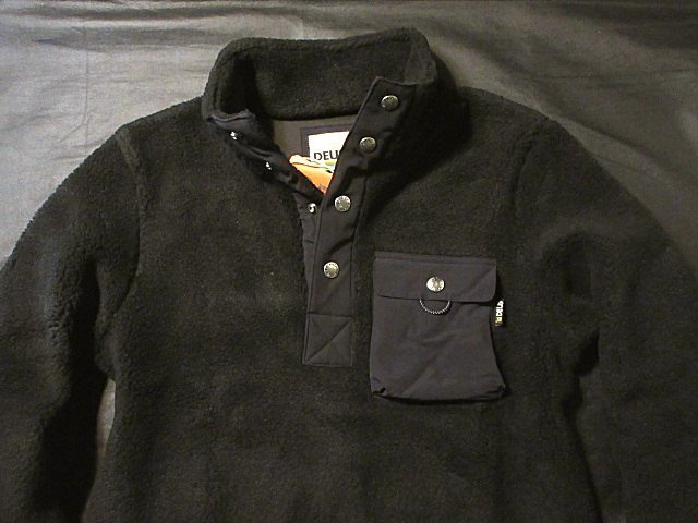 本物正規◆Deus ex Machina デウス◆高品質 シェルパ ハーフボタン フリース ジャケット Remine Pullover■M■黒■新品 アメリカ購入 /防風