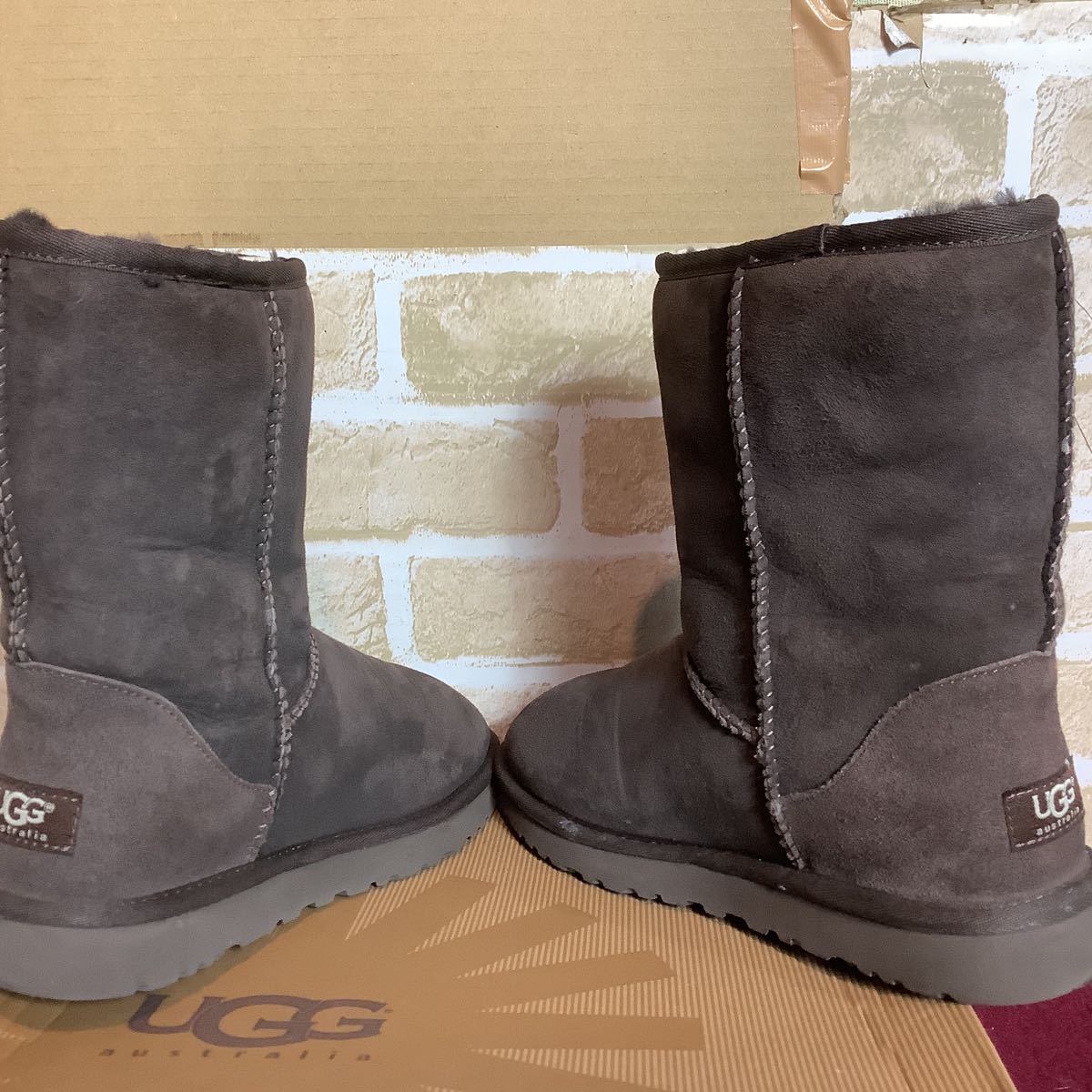 【売り切り!送料無料!】A-223 UGG!アグムートンブーツ!8 25.0cm!ブラウン!内側ボア!暖かい!定価27,300円!中古!_画像7