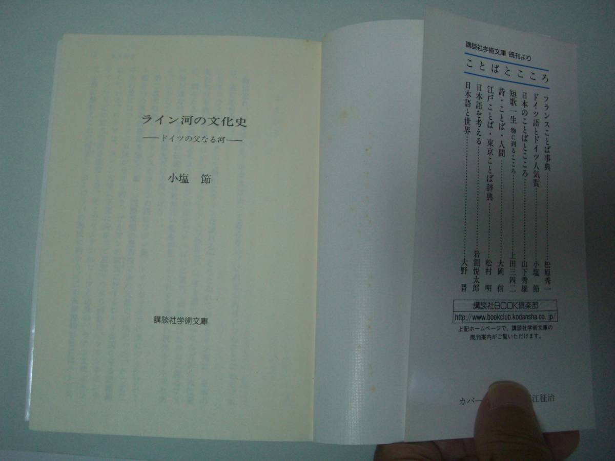 ライン河の文化史　ドイツの父なる河　小塩節　講談社学術文庫　1998年4月20日　第10刷_画像7