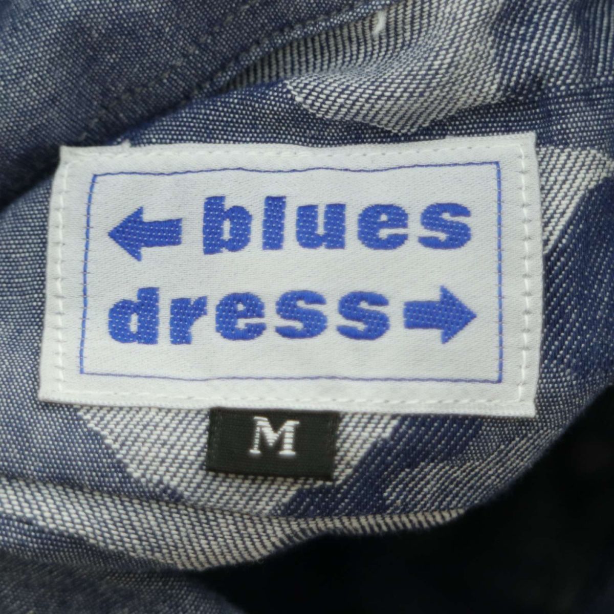 blues dress ブルードレス 通年 カモフラ★ 迷彩 切替 長袖 シャンブレー デニム ボタンダウン シャツ Sz.M　メンズ 日本製　A3T09835_8#C_画像5