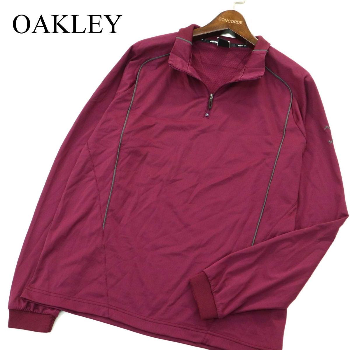 OAKLEY オークリー スカルコレクション スカル刺繍★ 長袖 ハーフジップ ウインドブレーカー トレーナー Sz.L メンズ ゴルフ A3T09951_9#Fの画像1