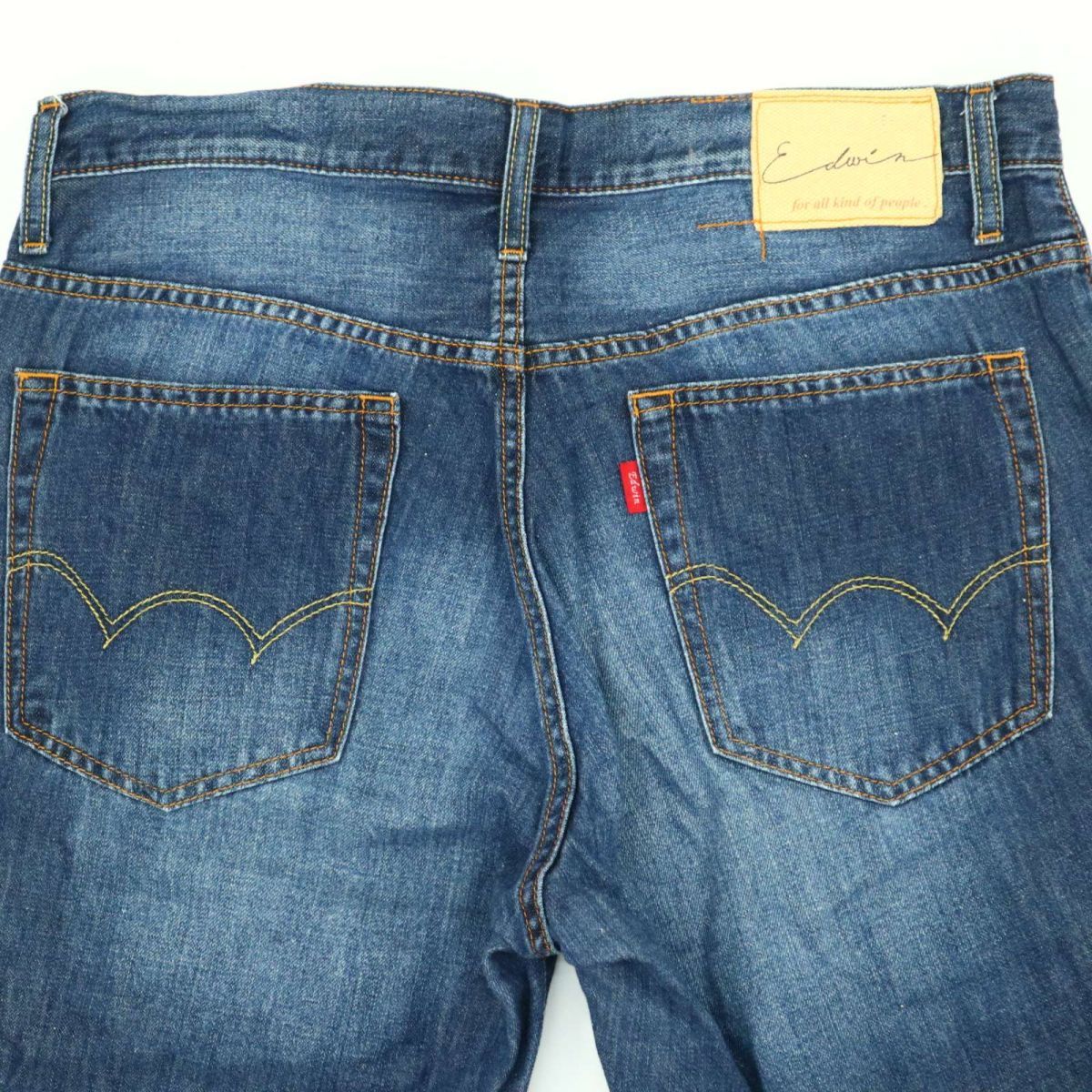 EDWIN エドウィン GE03A 麻 リネン混★ USED加工 スリム テーパード デニム パンツ ジーンズ Sz.32　メンズ　A3B04316_9#P_画像6