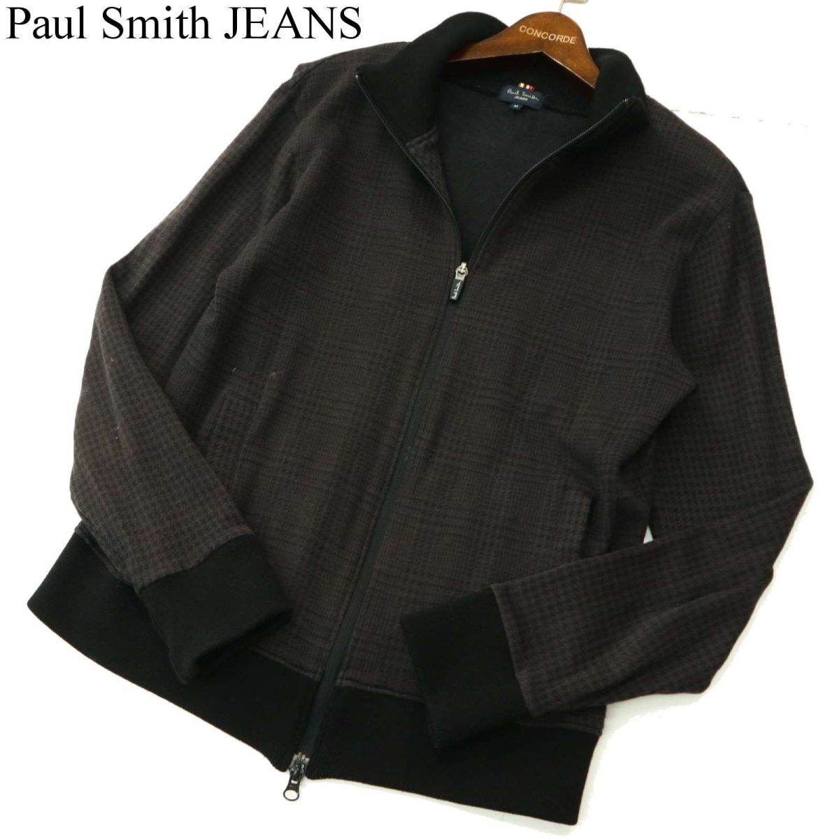 Paul Smith JEANS ポールスミス ジーンズ 秋冬 グレンチェック★ ダブルジップ ブルゾン ジャケット Sz.M　メンズ 黒 日本製　A3T10351_9#N_画像1