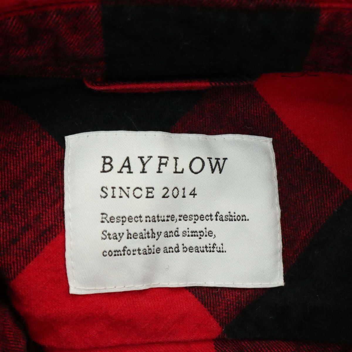 BAYFLOW ベイフロー 通年★ 長袖 ブロック チェック ネル シャツ Sz.2　メンズ　A3T10498_9#B_画像5