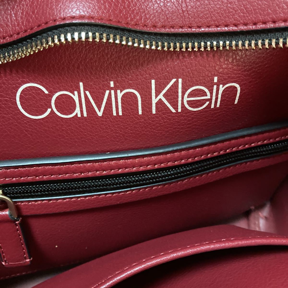 カルバンクライン　バッグ　レザー　大容量 レッド トートバッグ 牛革 レディースバッグ 高級感 高品質 Calvin Klein_画像5