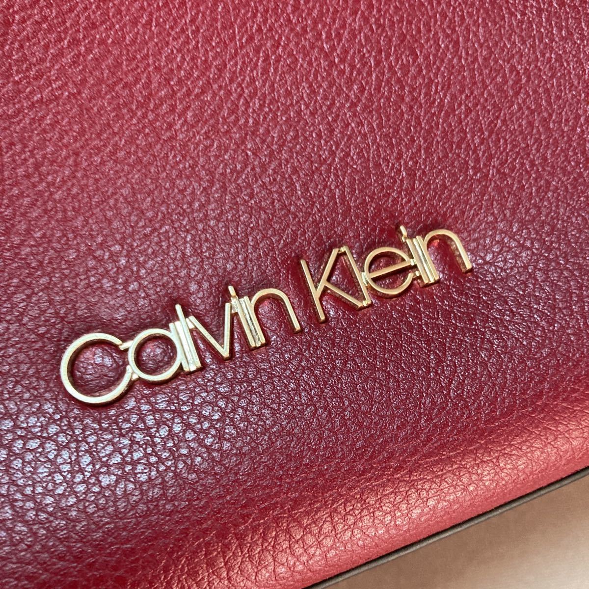 カルバンクライン　バッグ　レザー　大容量 レッド トートバッグ 牛革 レディースバッグ 高級感 高品質 Calvin Klein_画像4