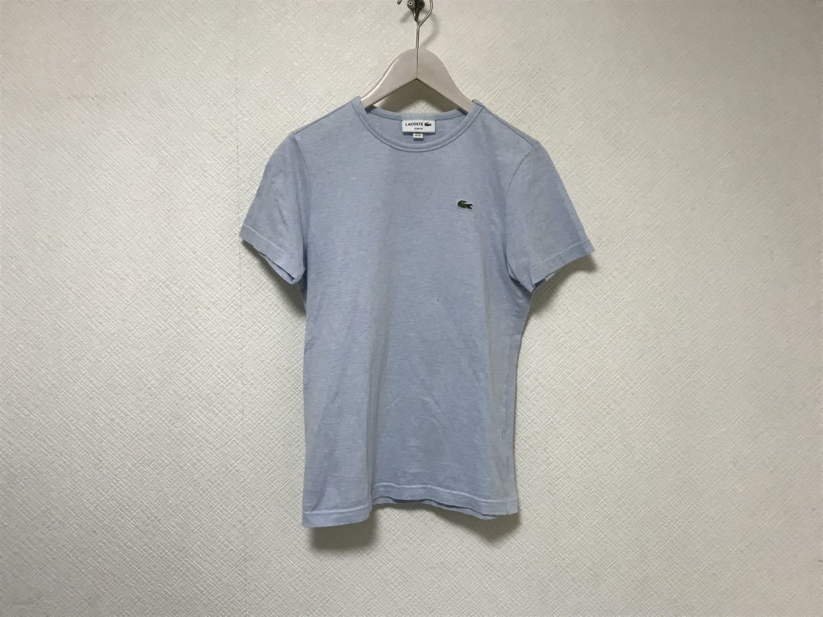 本物ラコステLACOSTEコットン半袖Tシャツサーフアメカジミリタリービジネススーツ青2XSレディースメンズ日本制