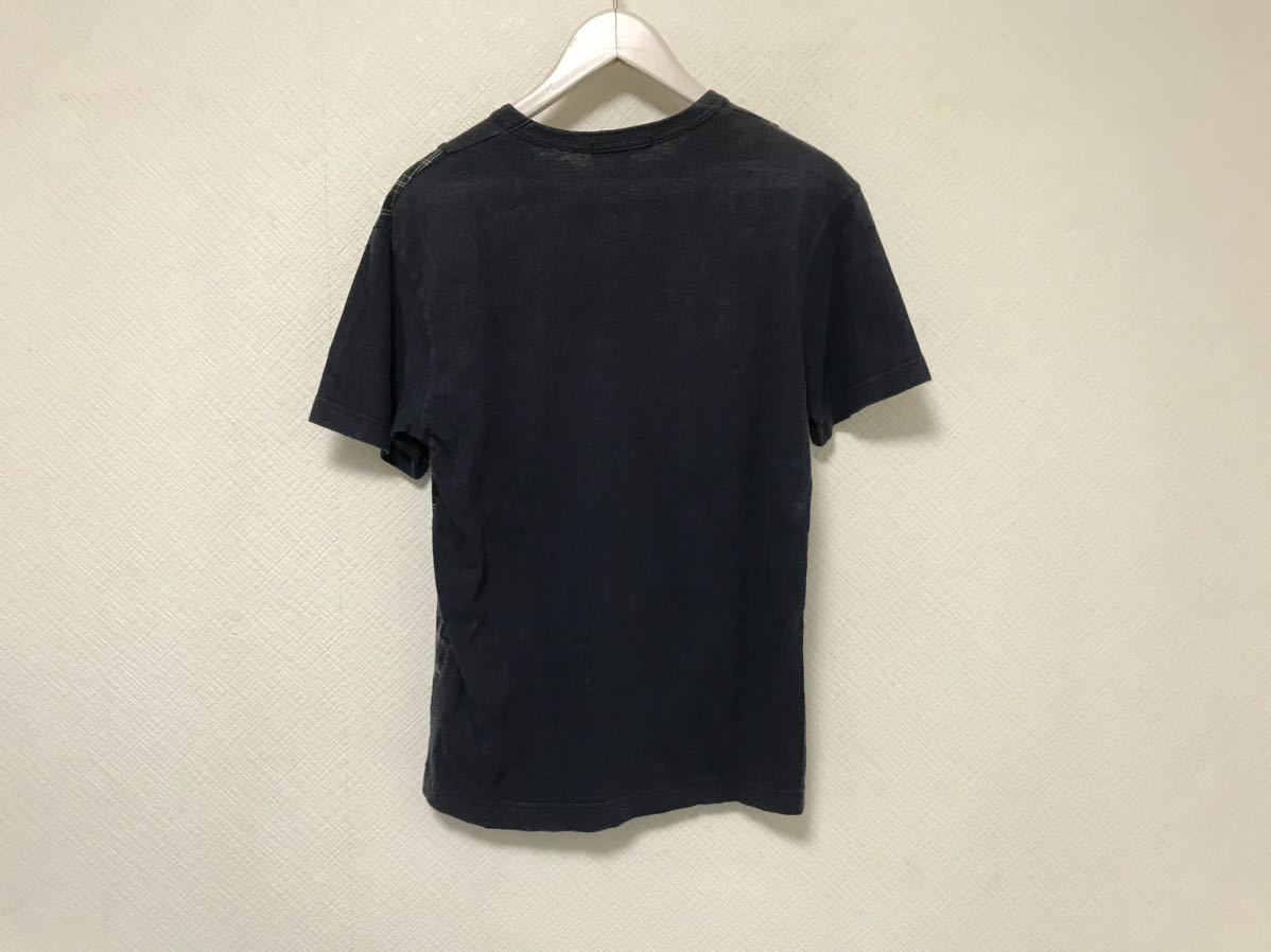 本物コムデギャルソンオムCOMME des GARONS HOMME コットン麻リネンチェック柄半袖Tシャツメンズサーフアメカジミリタリービジネス紺XS