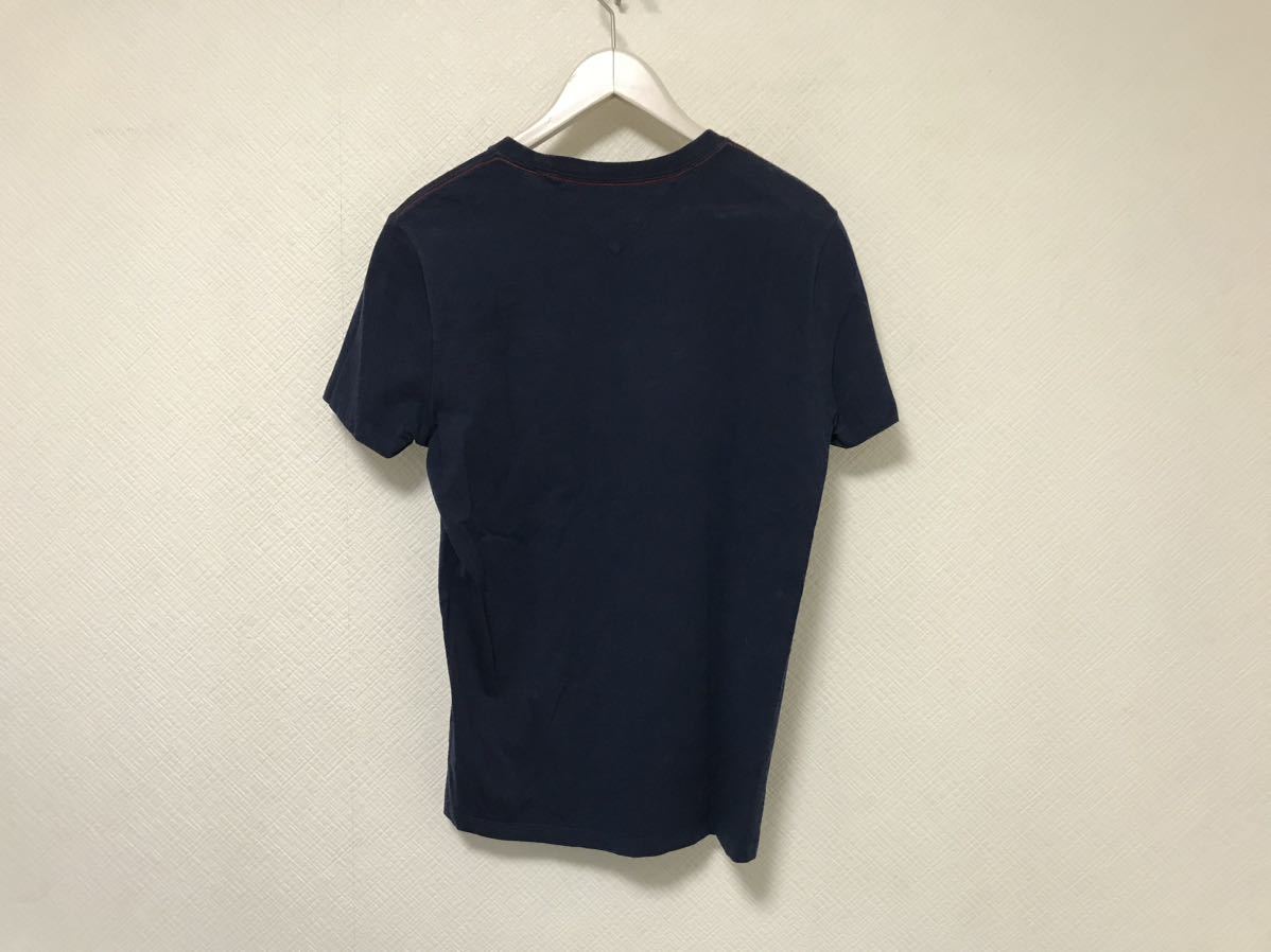 本物トミージーンズTOMMY JEANSコットンポケットプリント半袖Tシャツメンズサーフアメカジミリタリービジネス紺ネイビーS