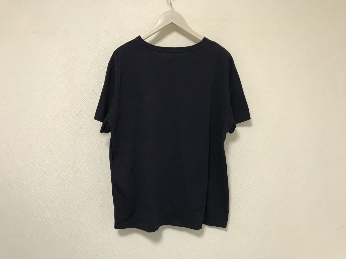 本物ポロラルフローレンPOLO RALPH LAURENコットンVネックロゴ刺繍半袖Tシャツメンズサーフアメカジミリタリーストリート紺Lネイビー