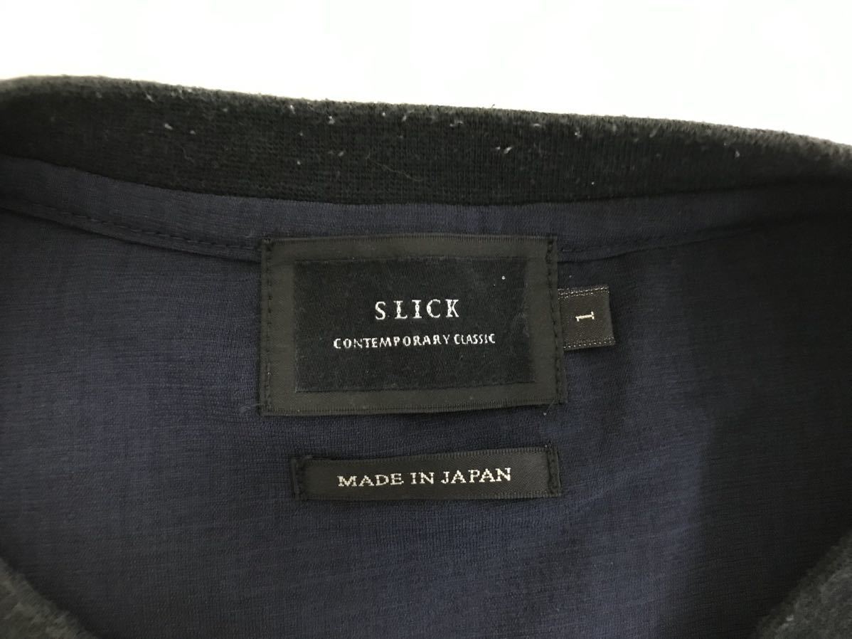 本物スリックSLICKコットンシャツ半袖Tシャツメンズサーフアメカジミリタリービジネススーツ紺ネイビーS1日本製_画像4