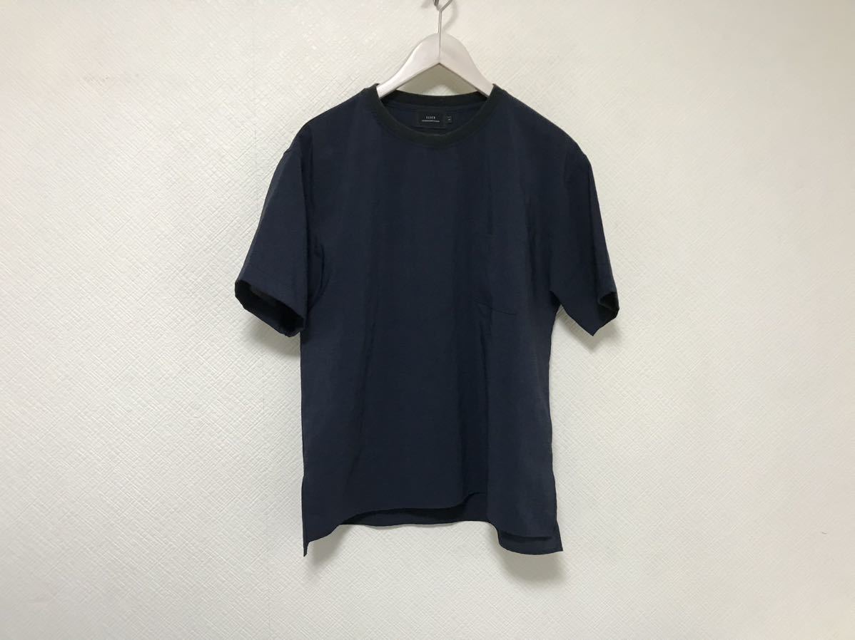 本物スリックSLICKコットンシャツ半袖Tシャツメンズサーフアメカジミリタリービジネススーツ紺ネイビーS1日本製_画像1