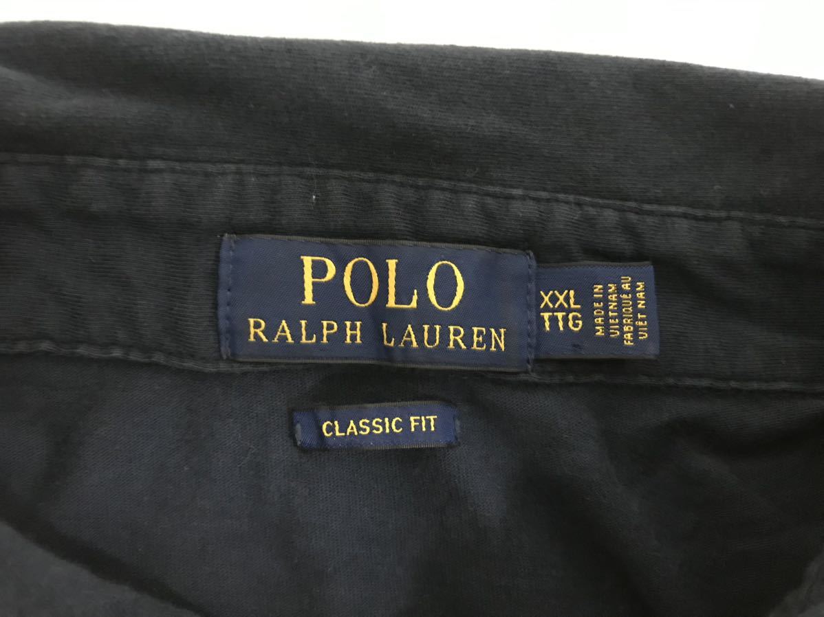 本物ポロラルフローレンPOLO Ralph Laurenコットンデカビッグポケット半袖ポロシャツメンズアメカジサーフミリタリーXXL紺ネイビー2XL