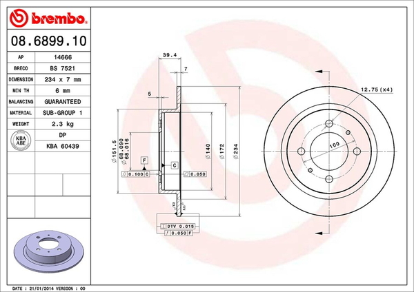 ブレンボ ブレーキディスク リア左右セット ルキノ EN15 08.6899.10 brembo BRAKE DISC ブレーキローター ディスクローター_画像2