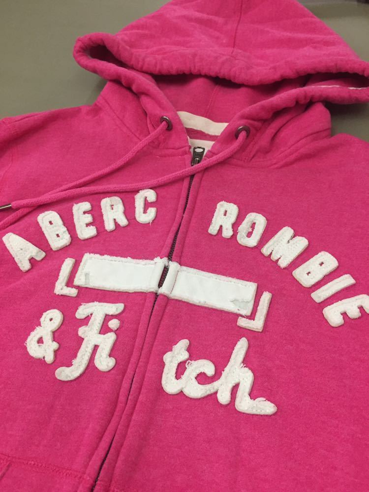 アバクロンビーアンドフィッチ Abercrombie & Fitch パーカー 長袖 ジップ フード ポケット ピンク レディース Mサイズ !●&_画像4