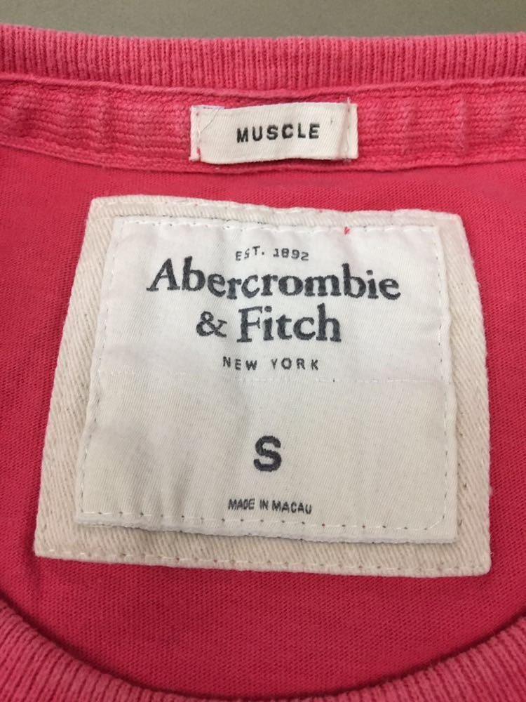 アバクロンビーアンドフィッチ Abercrombie & Fitch 半袖 Ｔシャツ ダメージ加工 ピンク Sサイズ ～△&_画像4