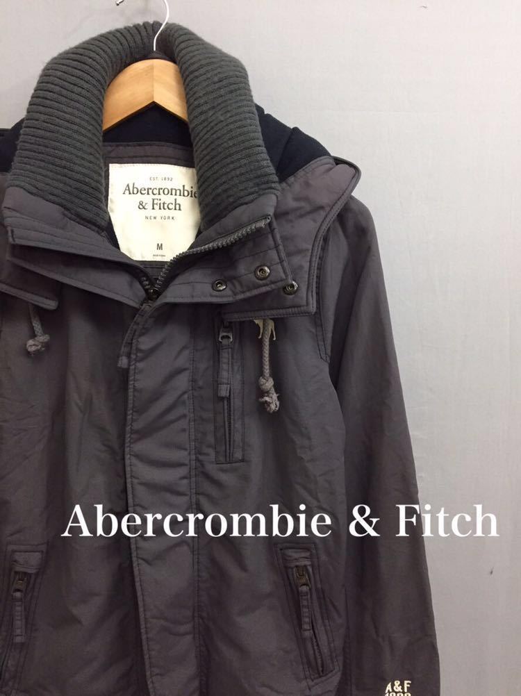 アバクロンビーアンドフィッチ Abercrombie & Fitch 中綿ジャケット フリース メンズ 男性用 グレー Mサイズ !&_画像1