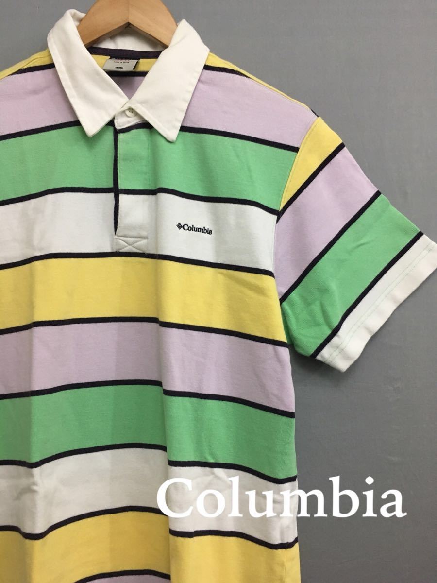 【良品】columbiaコロンビアボーダーラガーシャツ男性メンズ　&_画像1