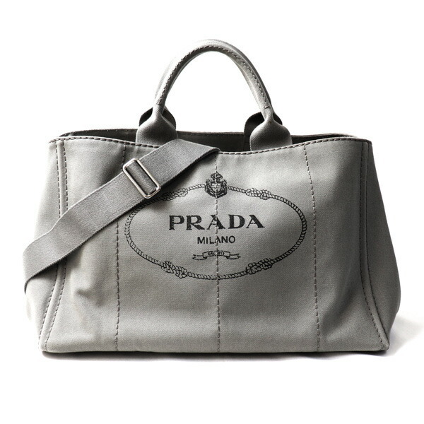 上品 2Wayショルダーバッグ カナパ プラダ PRADA グレー 中古 ユニ