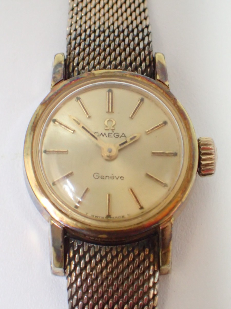 m1956 / OMEGA オメガ Geneve ジェネーブ 手巻き ゴールド 文字盤 レディース 腕時計 現状品 稼働品