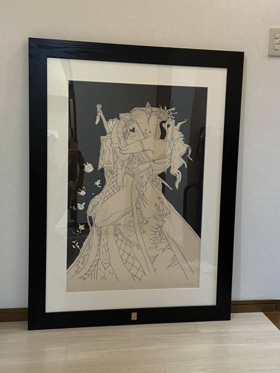 中古　天野喜孝作 【恋人】絵画 特大 アート★イラスト 直筆サイン入り/インテリア 壁掛け 美術　32/100