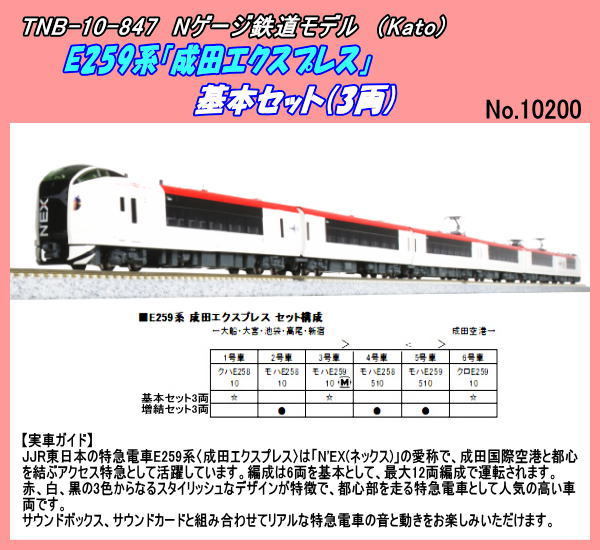 TNB-10-847（N)　E259系「成田エクスプレス」 基本セット(3両) （Kato）_画像1