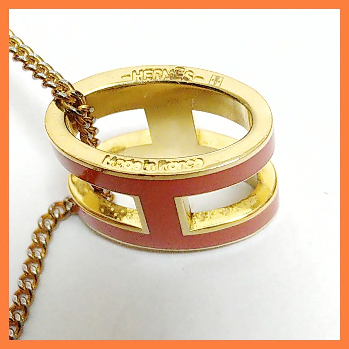 HERMES エルメス ポップアッシュネックレス オレンジ Hロゴ HERMES エルメス ポップアッシュネックレス オレンジ Hロゴ