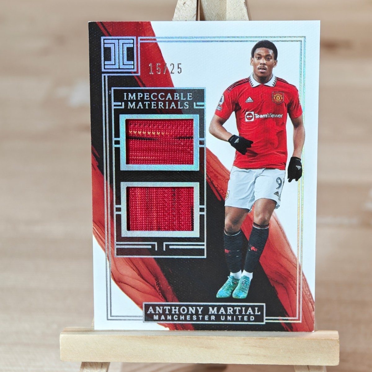 25枚限定 アントニー・マルシャル 2022-23 Panini Impeccable Soccer Anthony Martial Dual Patch 15/25 Manchester United ジャージー_画像1