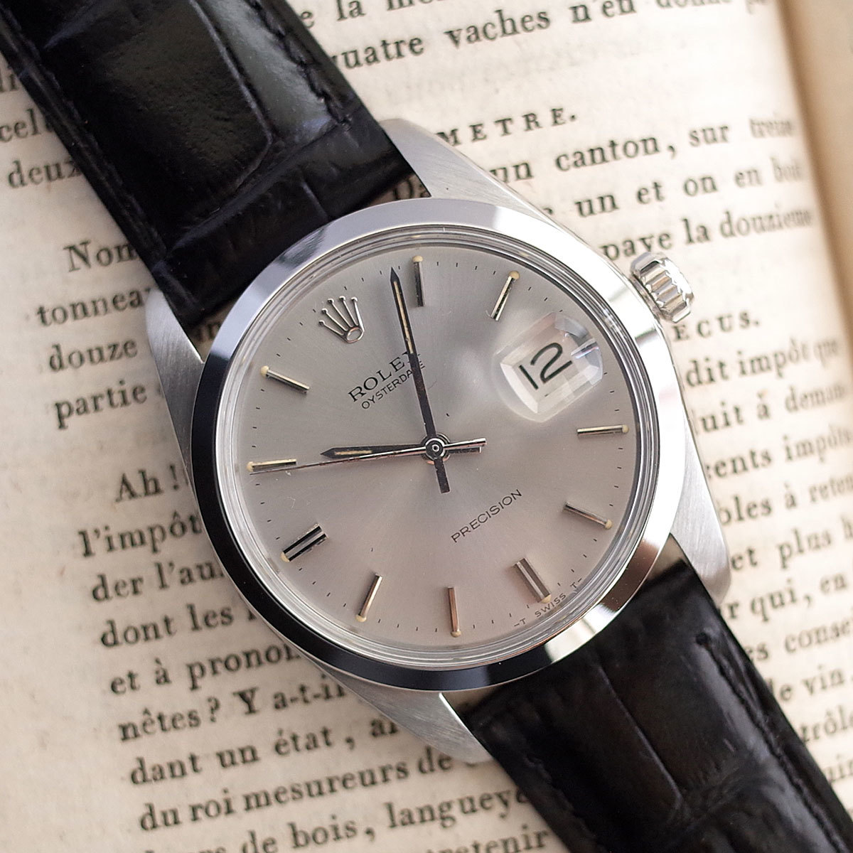 美品 ロレックス 6694 オイスターデイト プレシジョン 1972年製 SS グレー 手巻 メンズ 腕時計 ROLEX アンティーク OH済1年保証