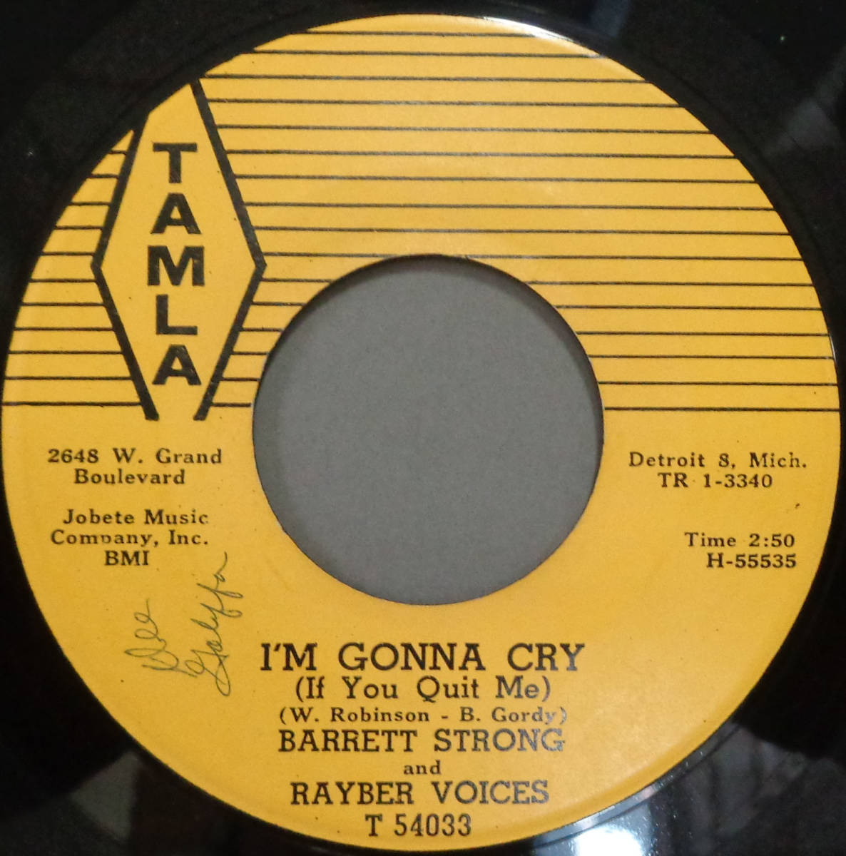 【SOUL 45】BARRETT STRONG & RAYBER VOICES - I'M GONNA CRY / WHIRLWIND (s230929017)の画像1
