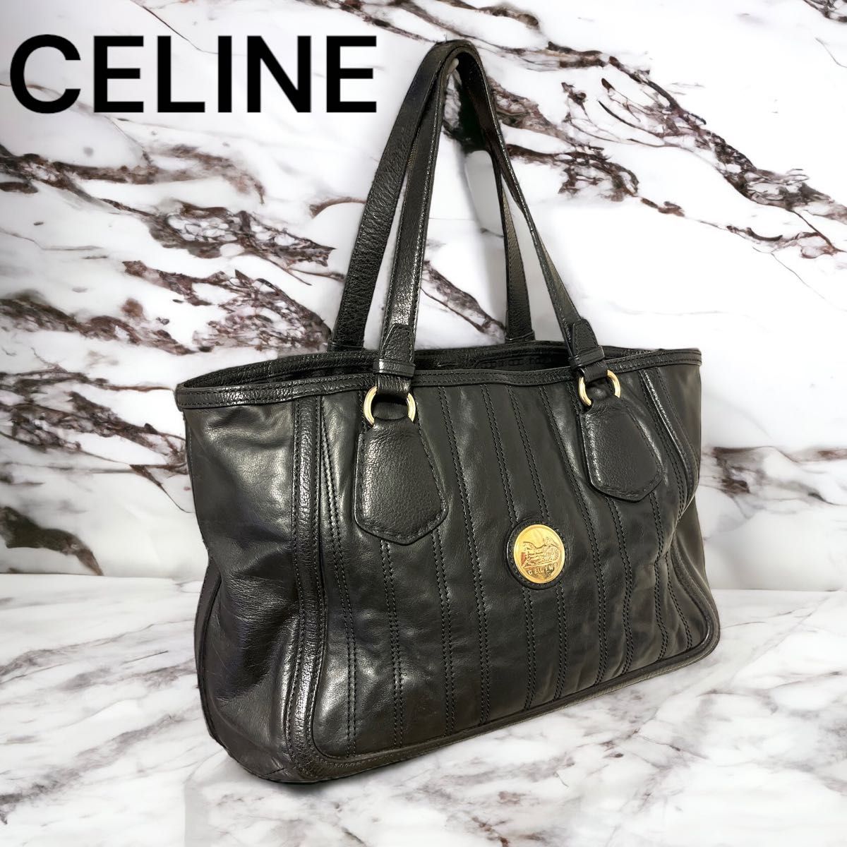 レア セリーヌ トートバッグ 馬車金具 馬車金具プレート CELINE 美品-