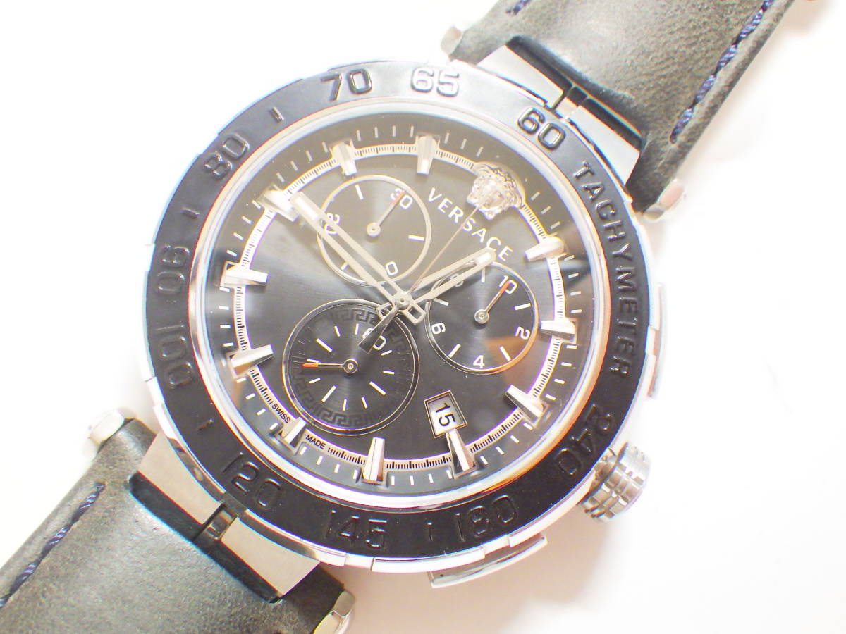 VERSACE ヴェルサーチ グレカ クオーツ クロノグラフ腕時計 VEPM00120 #096_画像1