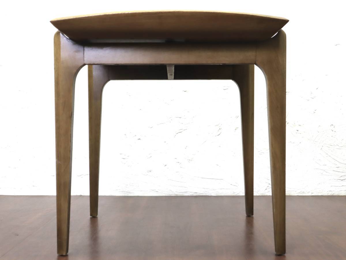ビンテージ 50's ウッドサイドテーブル インテリア ミッドセンチュリー 古い アメリカ レア 白 黒 木材 コーヒーテーブル リビング_画像6