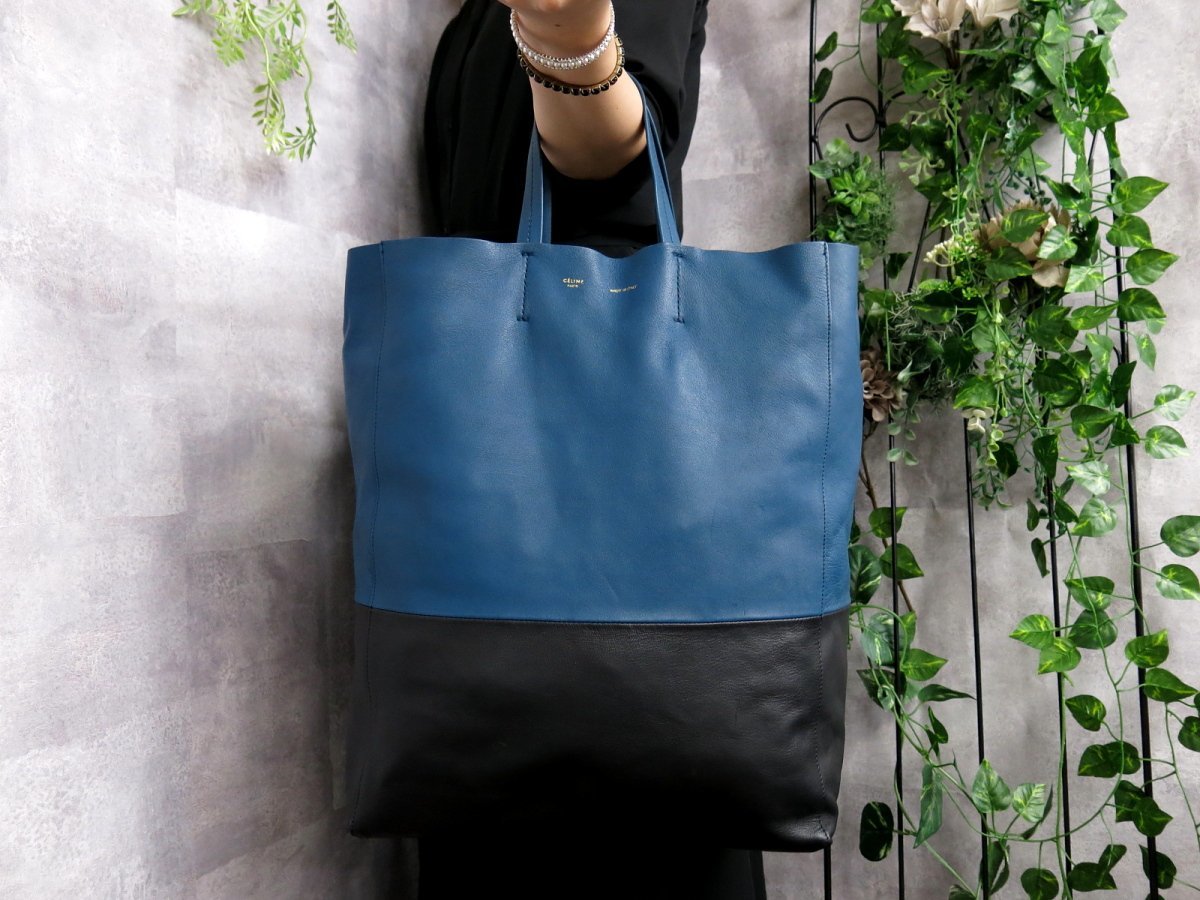 ○超美品○CELINE セリーヌ○バーティカル カバ○バイカラー○カーフ